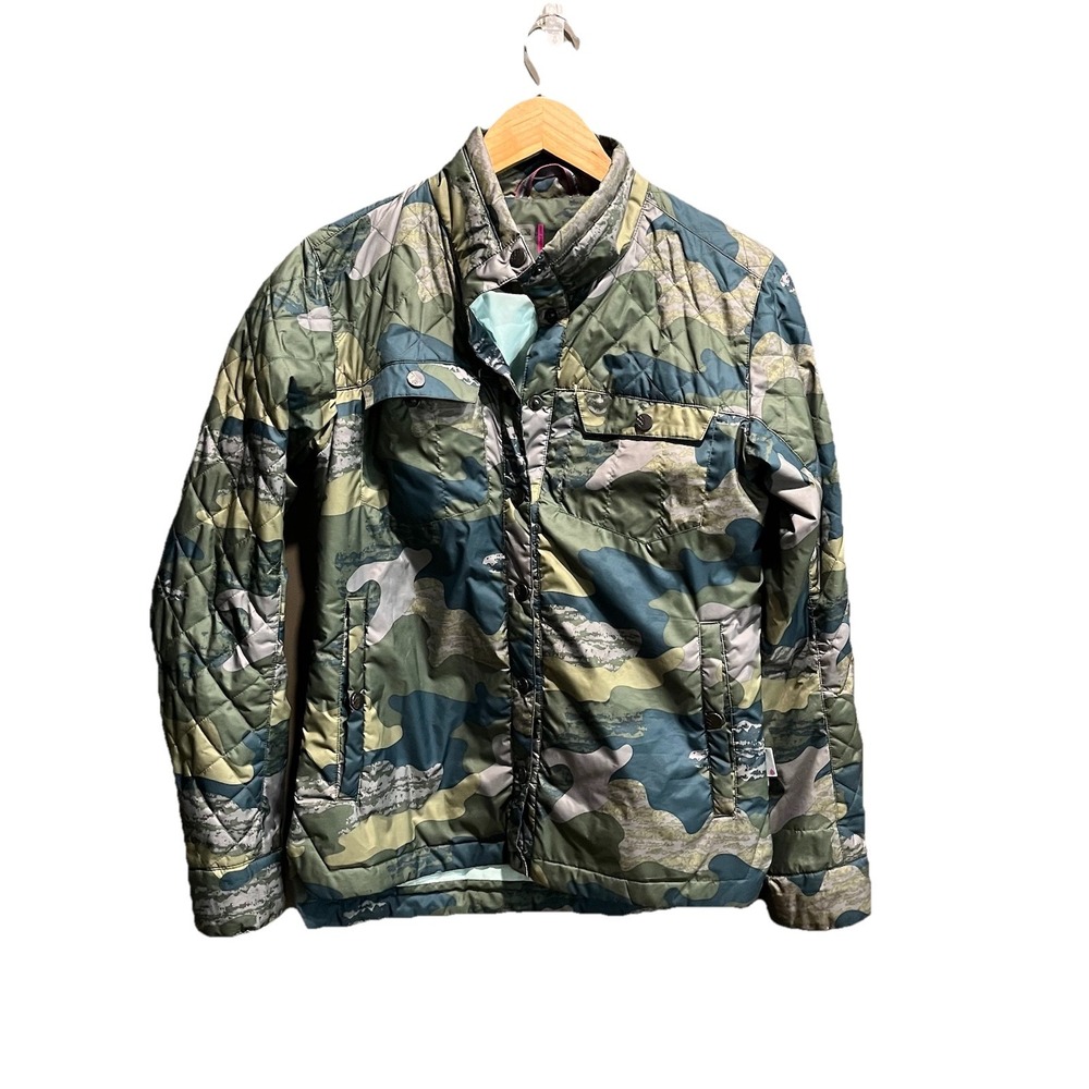 Stio Green Camo Skycrest Insulated Thermore‎ Women's Shirt Jacket Size Small